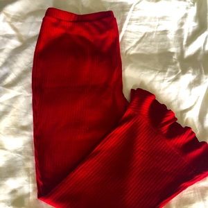 Stretch ribbed flare leg pull on pants